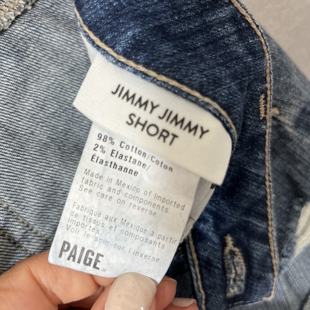 Paige Jimmy Jimmy Short Distressed Denim Shorts Stretch Women's Blue Size 26 - Picture 8 of 8